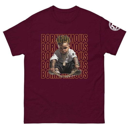 Born Famous "Imported" w/Logo Men's Classic Maroon Tee