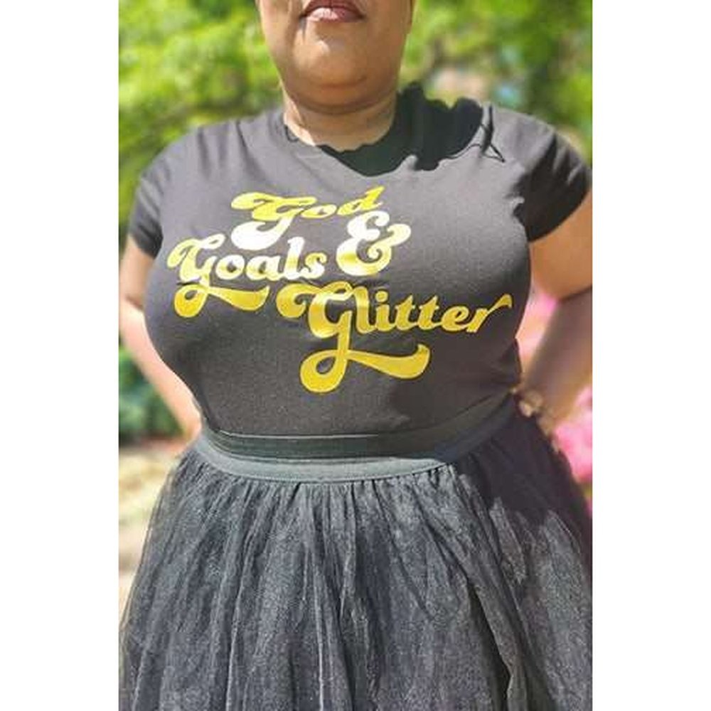 God, Goals & Glitter Tee Shirt
