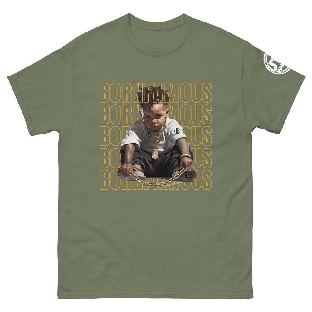 Born Famous "Imported" w/Logo Men's Classic Military Green Tee
