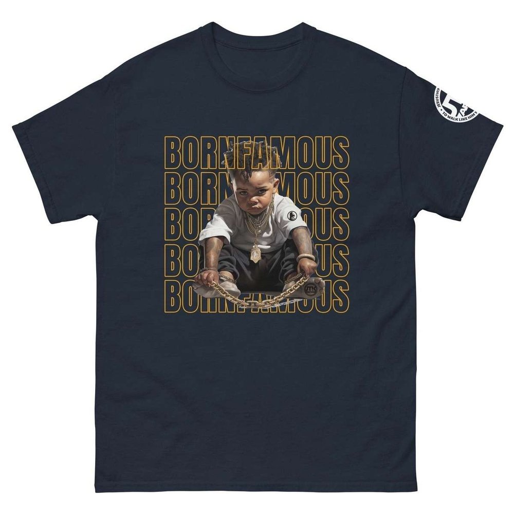 Born Famous "Imported" w/Logo Men's Classic Navy Tee