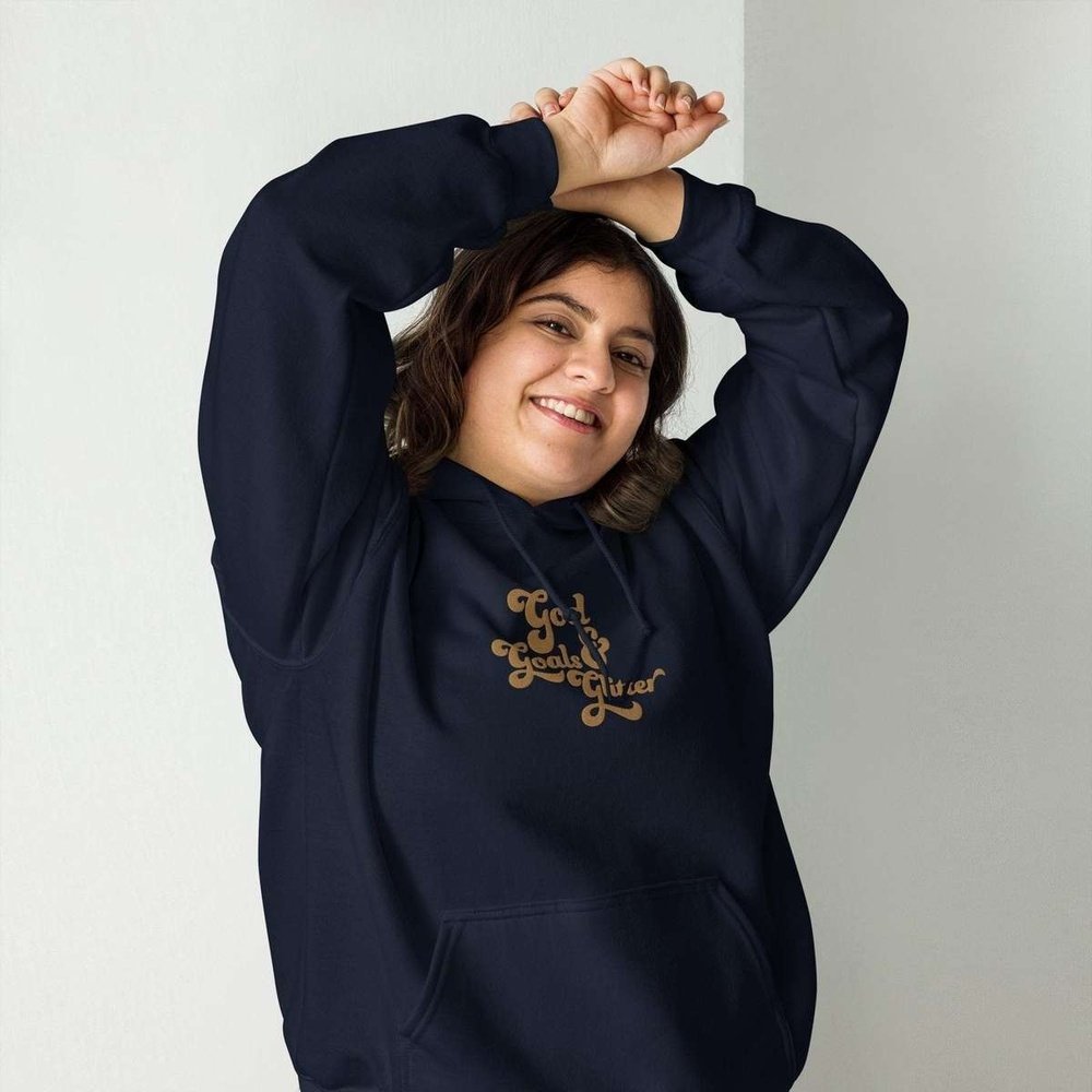 God, Gold and Glitter Unisex Navy Hoodie