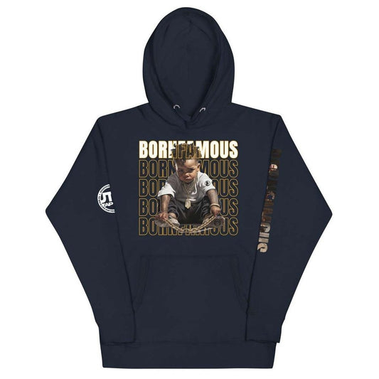 Born Famous "Imported" Platinum Unisex Navy Hoodie