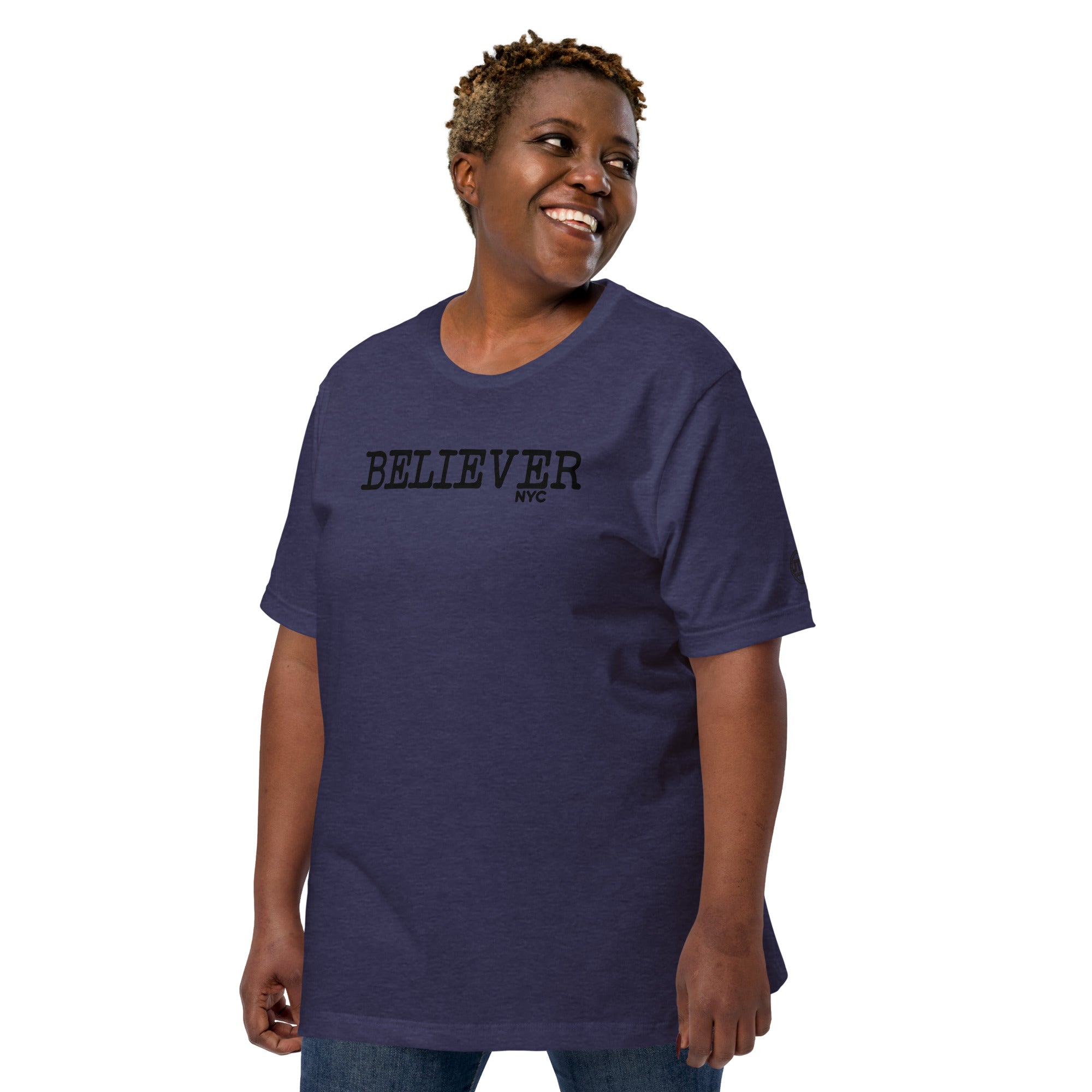 Believer NYC Unisex Heather Midnight Lft Front T-shirt